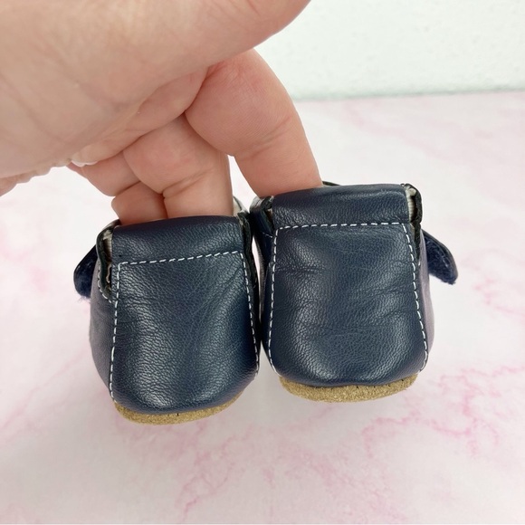 Livie and Luca baby shoes Benny blue leather crib soft split sole size 0-6 month - Picture 4 of 9